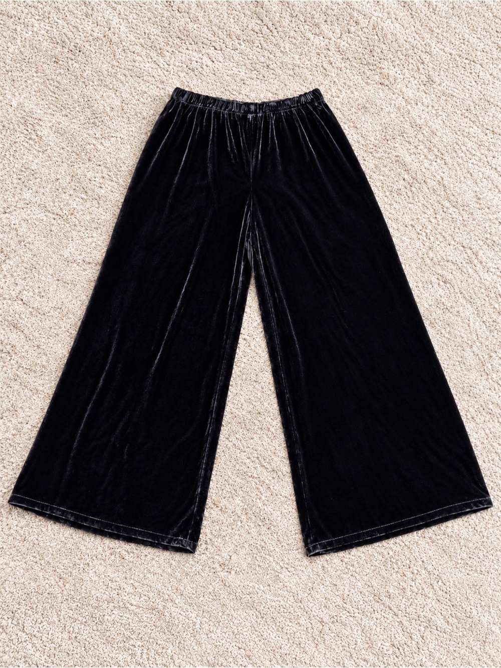 Vintage All Silk Velvet Women’s Pants L/XL Black Wide Leg Evening